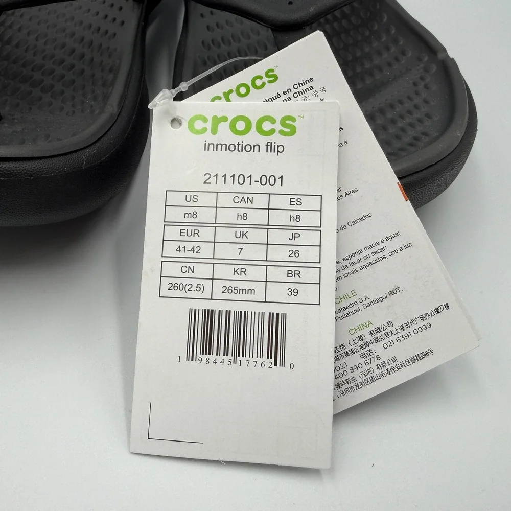 CROCS LiteRide Inmotion Flip Flops Black Sandals 211101-001 Men's 8 **NEW**